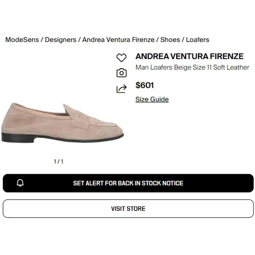 Andrea Ventura Firenze Mens 8.5D Tan Soft Suede Dress Shoes Penny Loafers Italy - Picture 4 of 11
